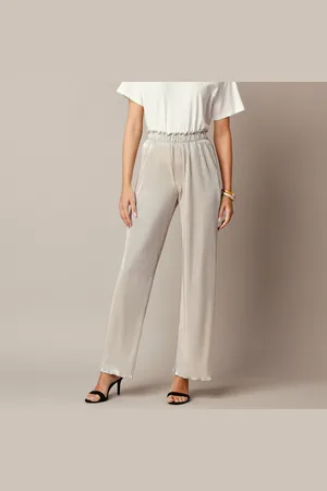 Lora Zellini Pantalon Large Uni, Maille Plissée