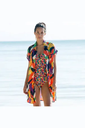 BLANCHEPORTE Robe De Plage Imprimée, Crépon