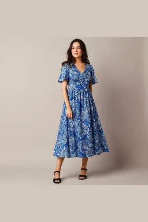 Lora Zellini Robe Longue Évasée, Coton Imprimé