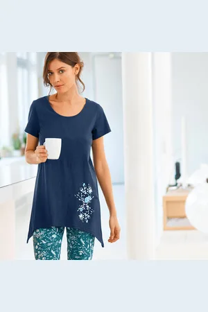 BLANCHEPORTE T-shirt Asymétrique Manches Courtes Marine