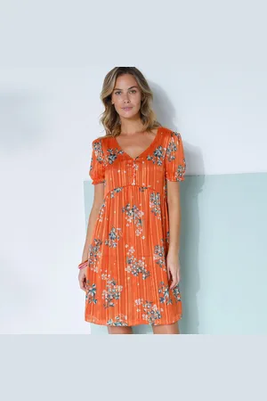 BLANCHEPORTE Robe Courte Imprimé Floral, Voile Fils Brillants