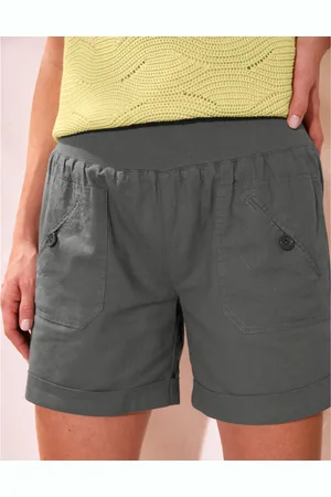 BLANCHEPORTE Short Droit À Revers, Lin Coton