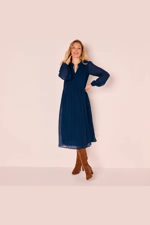 BLANCHEPORTE Robe Unie Mi Longue, Voile Plissé