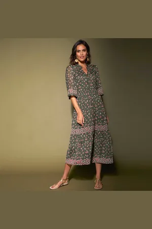 BLANCHEPORTE Robe Volantée Imprimée Manches Coudes