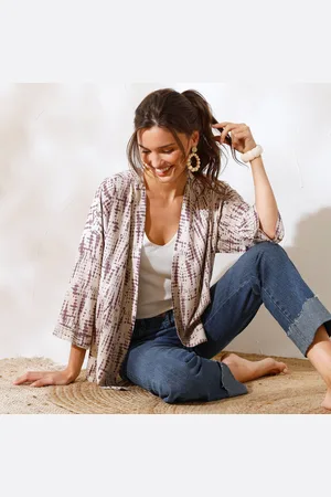 Coeur au sud Veste Kimono Fluide, Imprimé Tie Dye