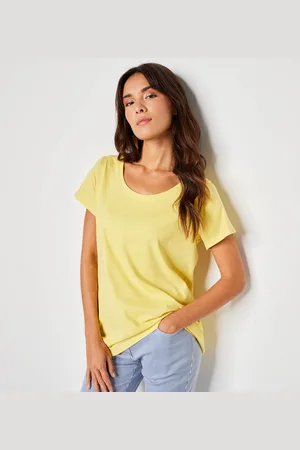 BLANCHEPORTE T-shirt Col Rond Manches Courtes Uni Coton