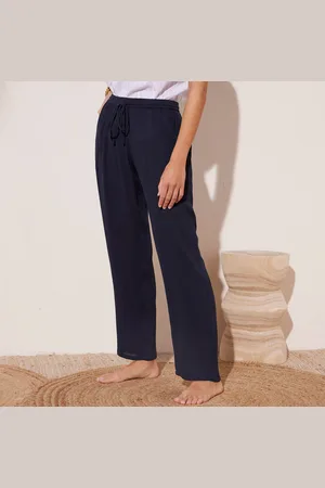 BLANCHEPORTE Pantalon Droit Uni, Crépon Fluide