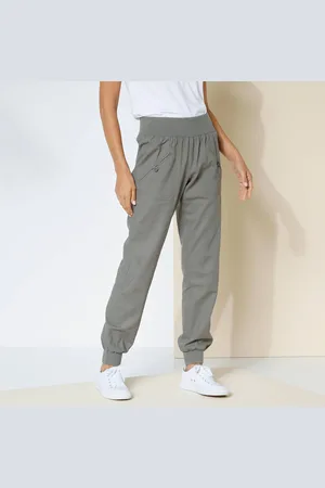 BLANCHEPORTE Pantalon Blousant Taille Élastiquée, Lin Coton