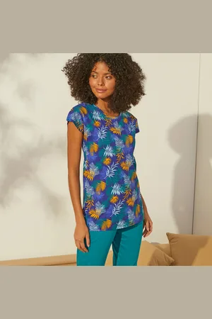 BLANCHEPORTE T-shirt De Pyjama En Coton Manches Courtes - Imprimé Tropical