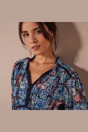 Lora Zellini Robe Longue Imprimé Floral Finition Macramé