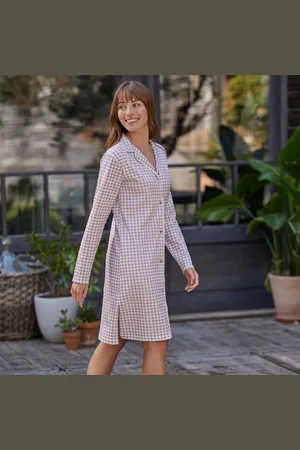 BLANCHEPORTE Chemise De Nuit Boutonnée Imprimé Petits Carreaux