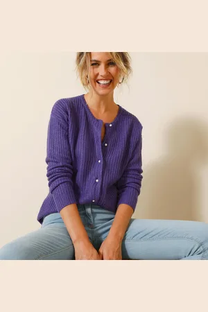 BLANCHEPORTE Cardigan Boutons Perles Fantaisie, Maille Anglaise Toucher Doux