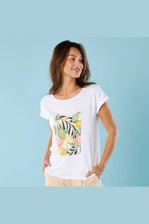 BLANCHEPORTE T-shirt Manches Courtes Imprimé Placé, Spécial Petites