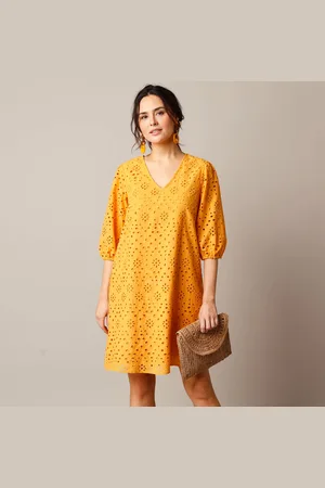 Lora Zellini Robe Broderie Anglaise Manches 3/4