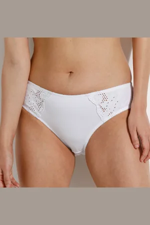 Confidence Lingerie Culotte Brodée Forme Midi Coton Uni Olbia - Lot De 2