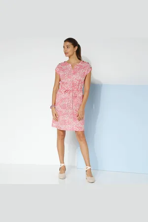 BLANCHEPORTE Robe Imprimée Boutonnée Épaules