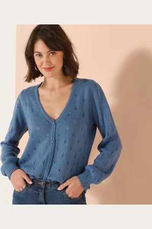 BLANCHEPORTE Gilet Boutonné, Maille Pointelle