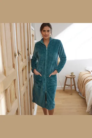 BLANCHEPORTE Robe De Chambre Zippée Maille Polaire Texturée