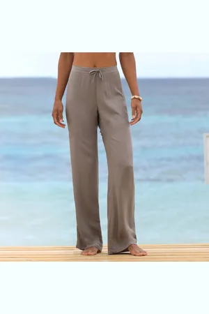 BLANCHEPORTE Pantalon Large Droit, Crépon Fluide