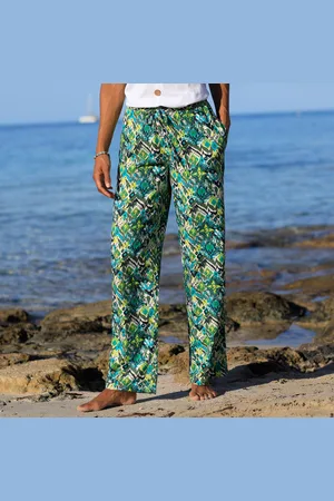 BLANCHEPORTE Pantalon Large Imprimé, Taille Élastiquée