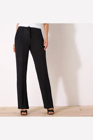 BLANCHEPORTE Pantalon Large Droit, Crépon Fluide