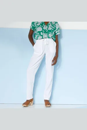 BLANCHEPORTE Pantalon Fuselé Fluide, Lin-coton