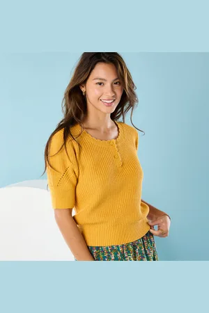 BLANCHEPORTE Pull Spécial Petites Col Rond Boutonné