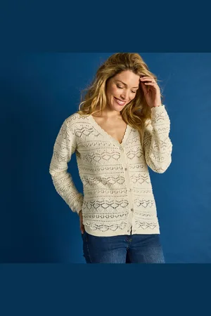 BLANCHEPORTE Gilet Col V Boutonné, Maille Fantaisie