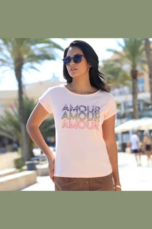 BLANCHEPORTE T-shirt Imprimé "amour", Manches À Revers