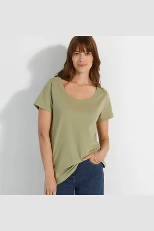 BLANCHEPORTE T-shirt Col Rond Manches Courtes Uni Coton