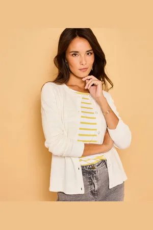 BLANCHEPORTE Cardigan Boutonné, Coton Mélangé