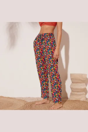 BLANCHEPORTE Pantalon Droit Imprimé, Crépon Fluide