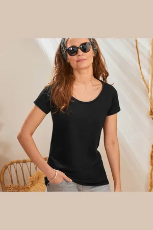 BLANCHEPORTE T-shirt Col Rond Manches Courtes Uni Coton