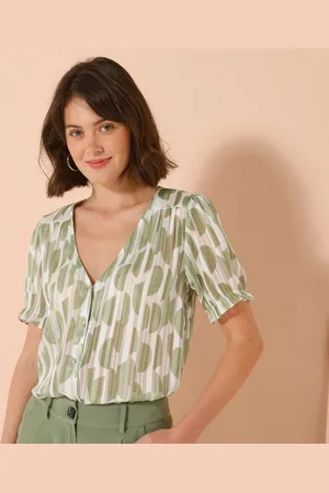 BLANCHEPORTE Chemisier Manches Blousantes Imprimé Bicolore, Voile Jacquard
