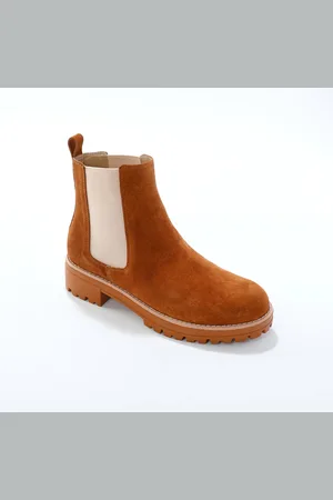BLANCHEPORTE Boots Chelsea Croûte De Cuir, Semelle Crantée Épaisse