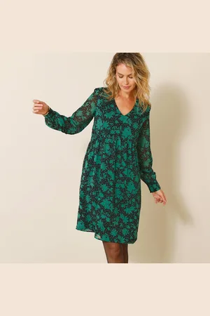 BLANCHEPORTE Robe Voile Georgette Imprimé Végétal Stylisé