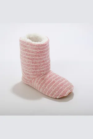 BLANCHEPORTE Chaussons Bottillons Souples Fourrés En Fausse Fourrure - Rayés