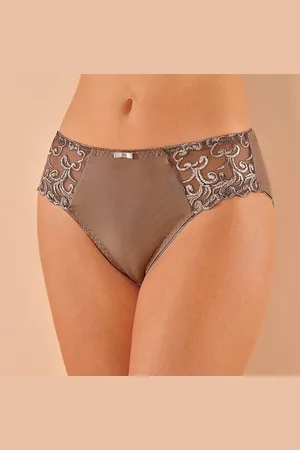 Confidence Lingerie Culotte Microfibre Et Tulle Brodé Sienne - Lot De 2