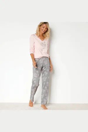 BLANCHEPORTE Pyjama En Coton Manches Longues Imprimé Roses