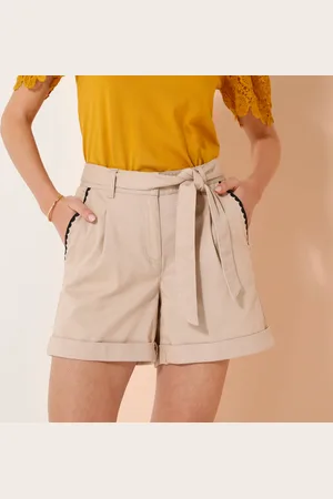 BLANCHEPORTE Short Brodé, Ceinture À Nouer Amovible
