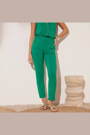 BLANCHEPORTE Pantalon Fuselé Uni, Taille Élastiquée