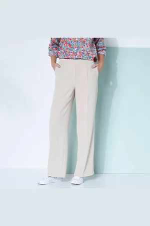 BLANCHEPORTE Pantalon Large Taille Élastiquée, Crêpe