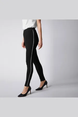 BLANCHEPORTE Legging Uni Bande Côté Brillante, Maille