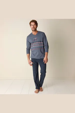 BLANCHEPORTE Pyjama Long Col V Manches Longues Coton Adouci