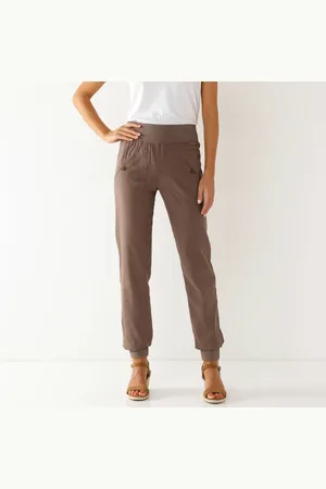 BLANCHEPORTE Pantalon Blousant Taille Élastiquée, Lin Coton