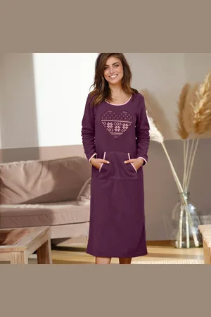 BLANCHEPORTE Chemise De Nuit Polaire Imprimé Coeur Manches Longues