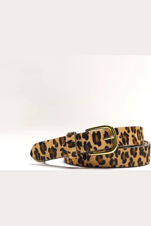 BLANCHEPORTE Ceinture Cuir Imprimé Léopard, Effet Poilu