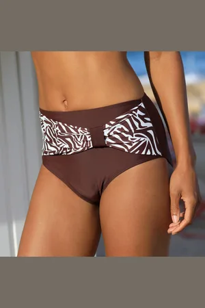 BLANCHEPORTE Bas De Maillot De Bain Taille Haute Uni - Effet Drapé