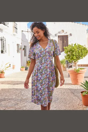 BLANCHEPORTE Robe Boutonnée Manches "papillon" Imprimée