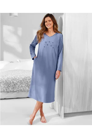 BLANCHEPORTE Chemise De Nuit Polaire Manches Longues Brodée